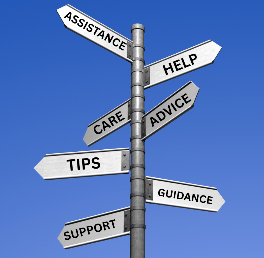 signpost to help with a blue background